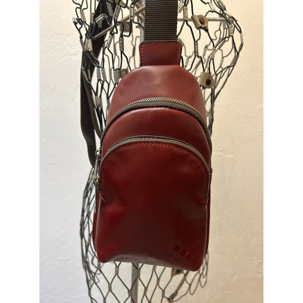 Patricia Nash Burgundy Leather Sling Shoulder Bag Crossbody